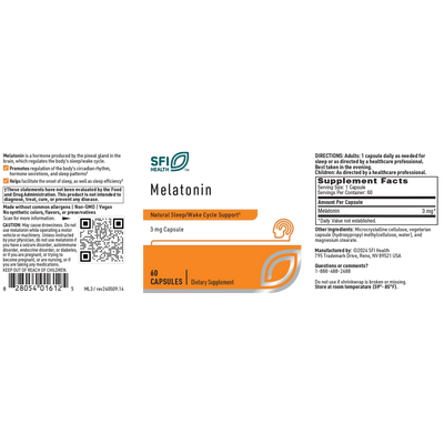 Melatonin 3 mg 60 caps Curated Wellness