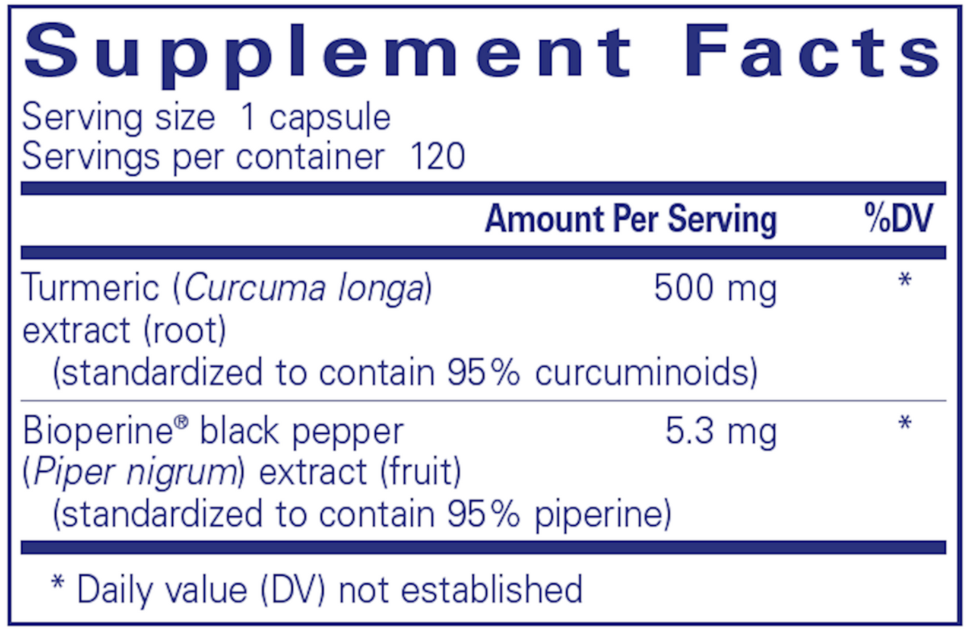 Curcumin 500 with Bioperine 120 vcaps Curated Wellness