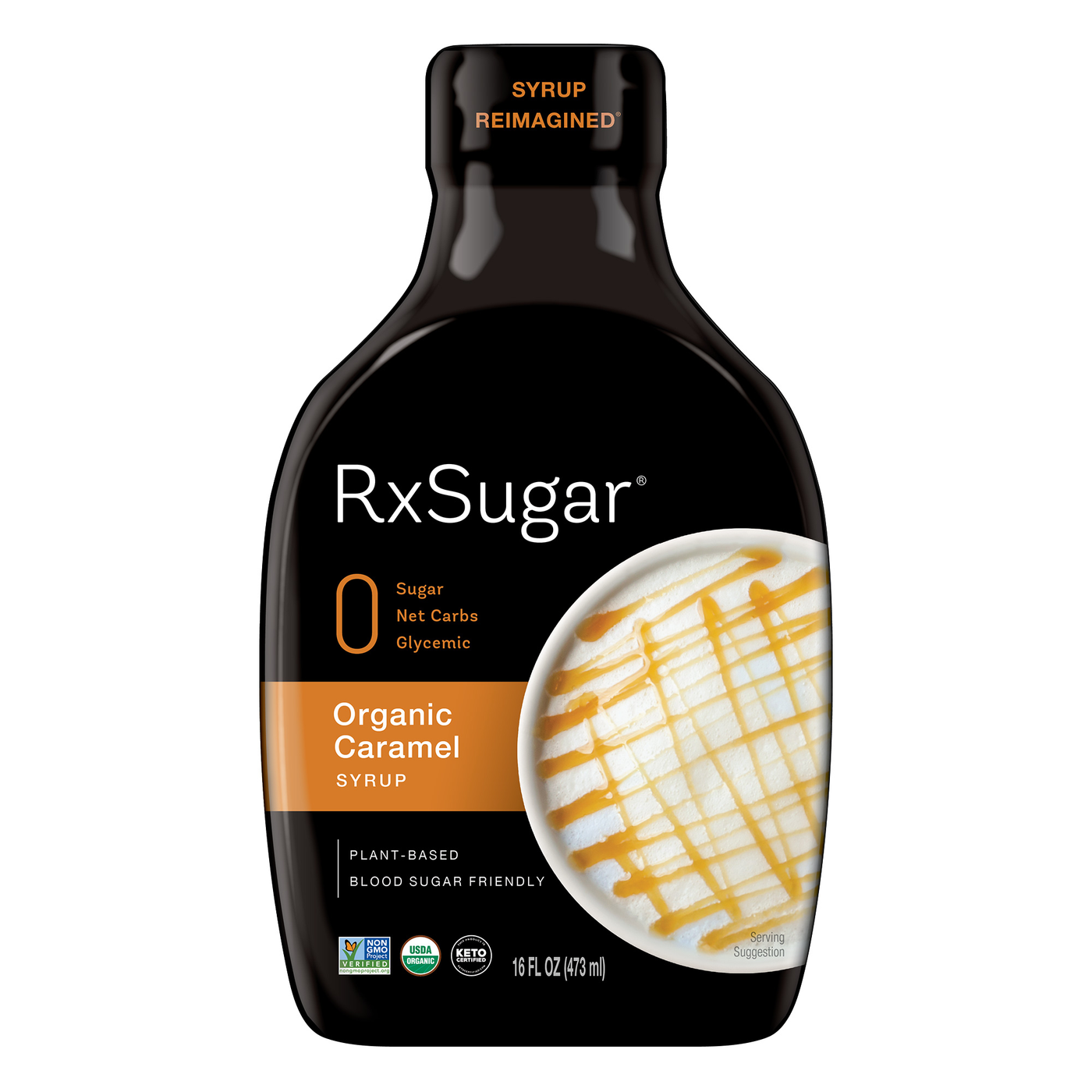 RxSugar Organic Caramel Syrup 16 fl oz Curated Wellness