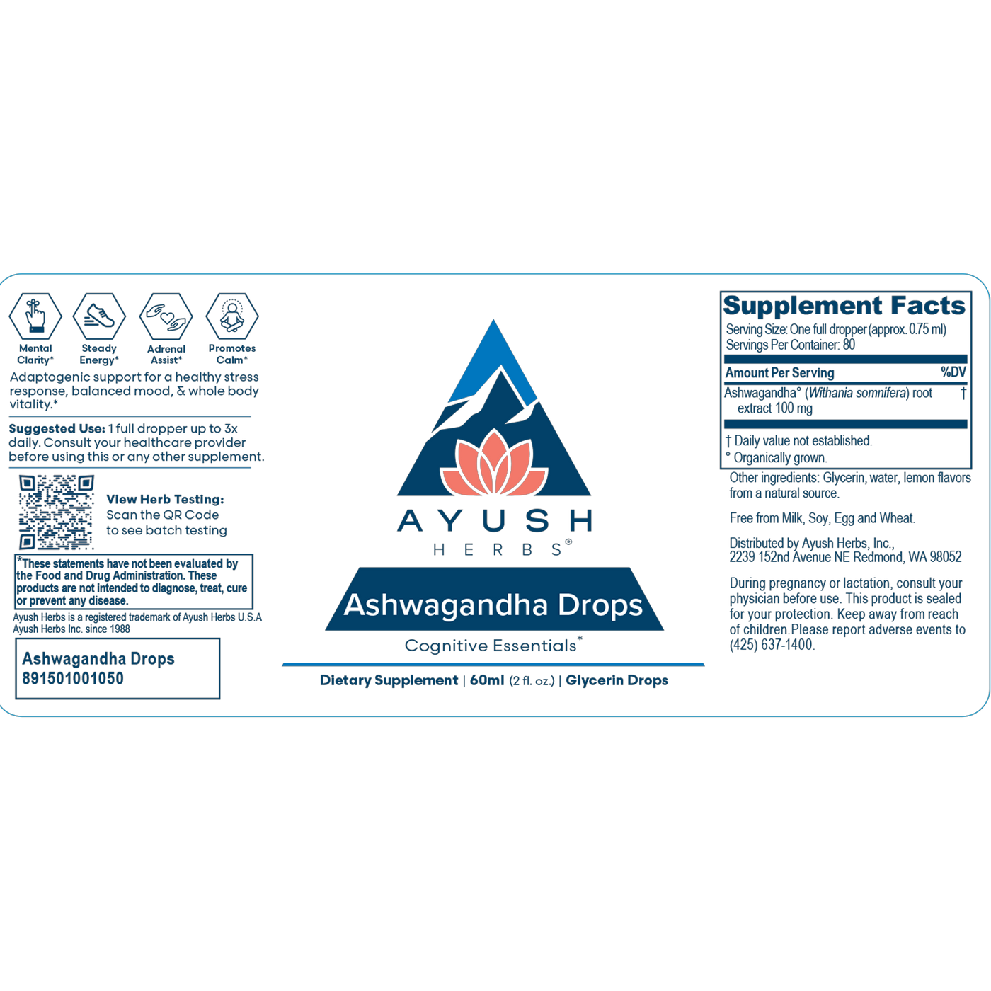 Ashwagandha Drops 2oz Curated Wellness