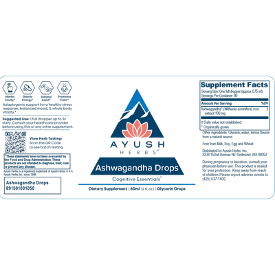 Ashwagandha Drops 2oz Curated Wellness