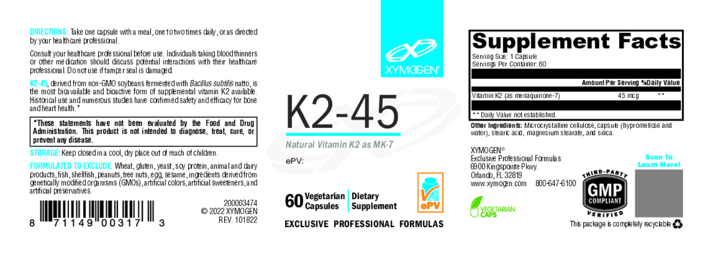 K2-45 60 Capsules Curated Wellness