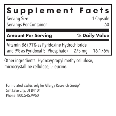 Pyridoxine P5P 275 mg 60 vegcap Curated Wellness