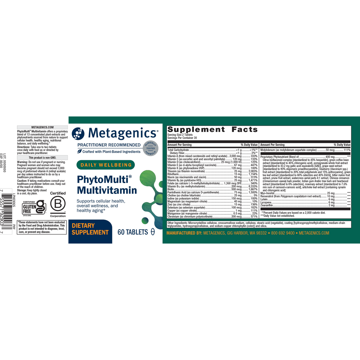 PhytoMulti® Multivitamin 60t Curated Wellness