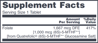 5-Methyl Folate 1000 mcg 90 tabs Curated Wellness