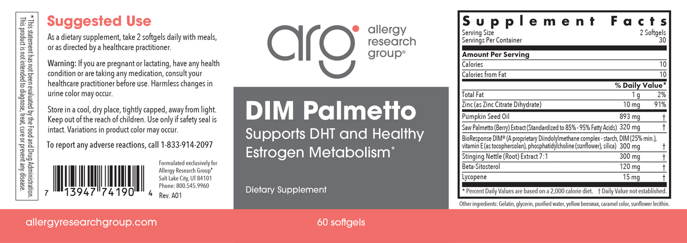 DIM Palmetto Prostate Formula 60 gels Curated Wellness
