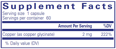 Copper (glycinate) 2 mg 60 vcaps Curated Wellness