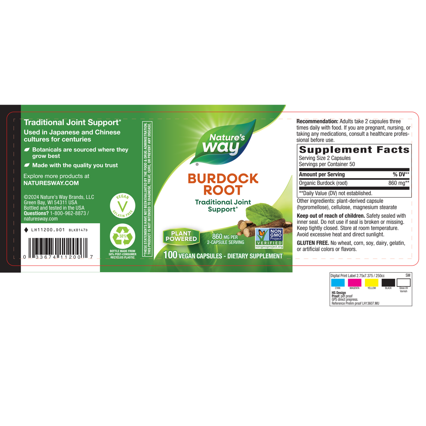 Burdock Root 950 mg  Curated Wellness