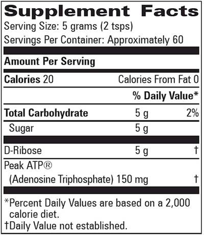 BioEnergy Ribose with Peak ATP 309 gms Curated Wellness