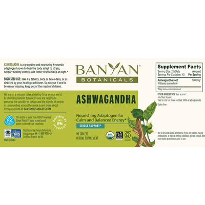 Ashwagandha Tablets 90 tabs Curated Wellness