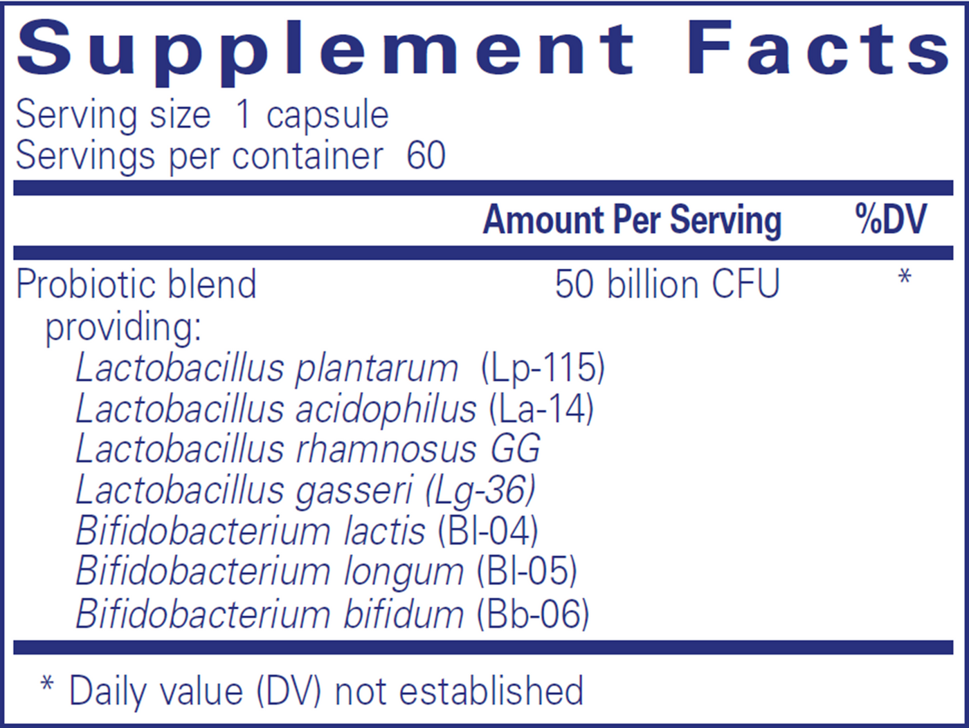 Probiotic 50B (soy & dairy free) 60 caps Curated Wellness