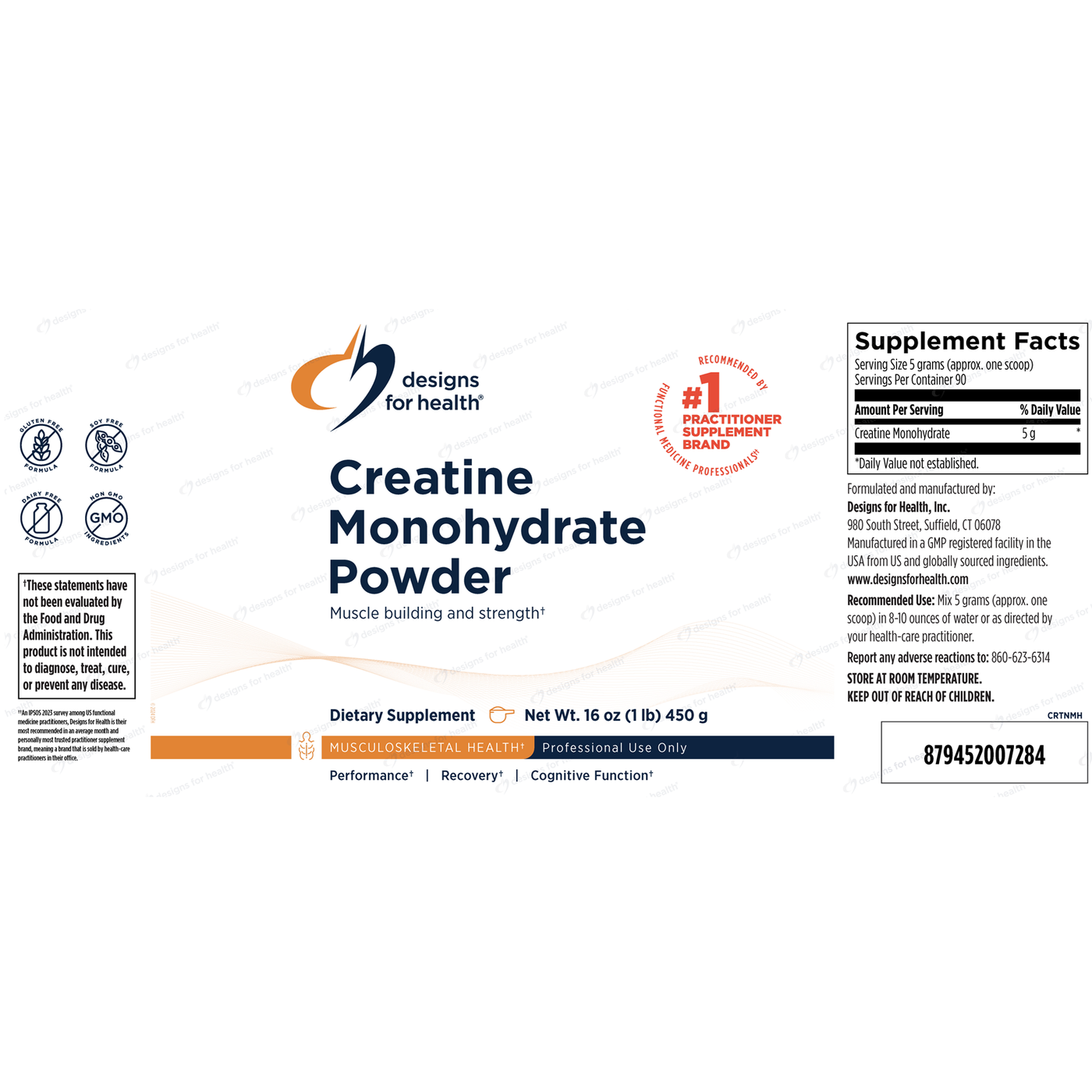 Creatine Monohydrate Powder 450g Curated Wellness