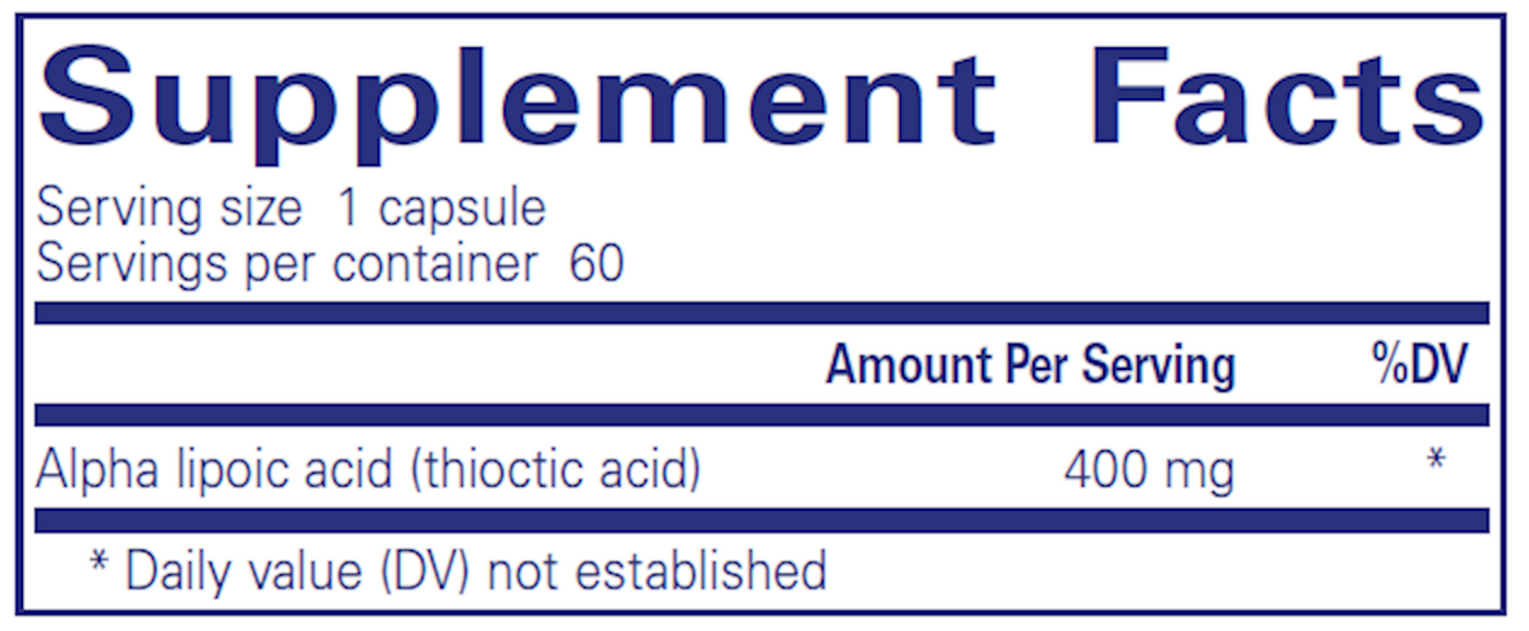 Alpha Lipoic Acid 400 mg 60 vcaps Curated Wellness