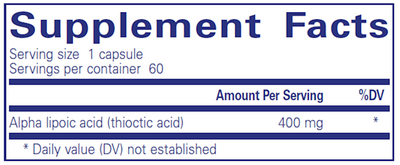 Alpha Lipoic Acid 400 mg 60 vcaps Curated Wellness