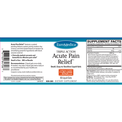 Acute Pain Relief 60 liquid gels Curated Wellness