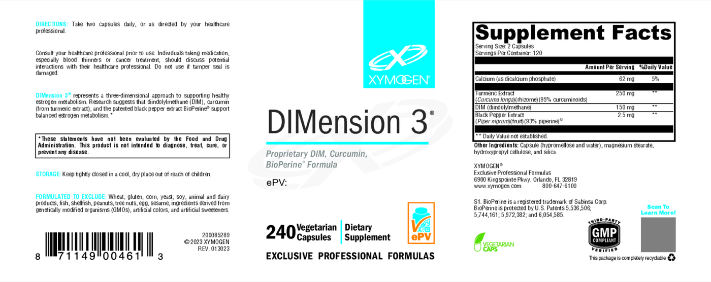 DIMension 3 240 Capsules Curated Wellness