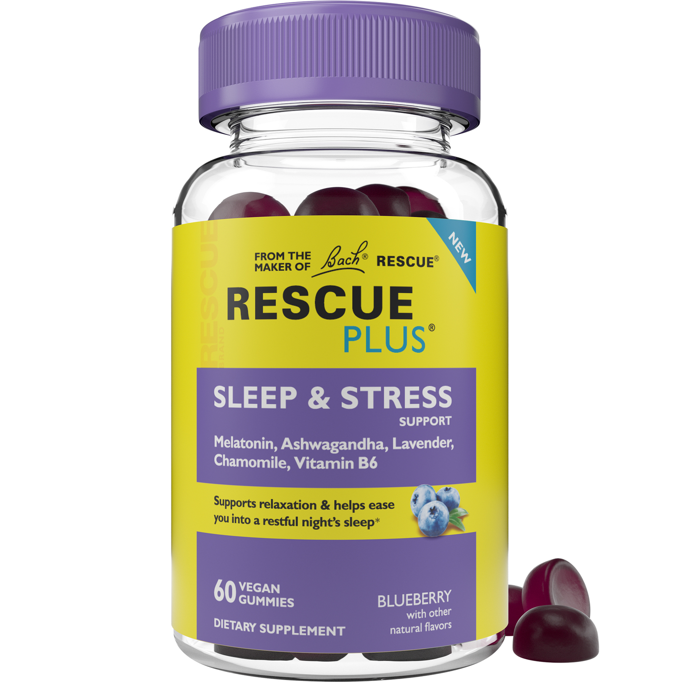 RESCUE PLUS® Sleep & Stress Supp 60 ct Curated Wellness