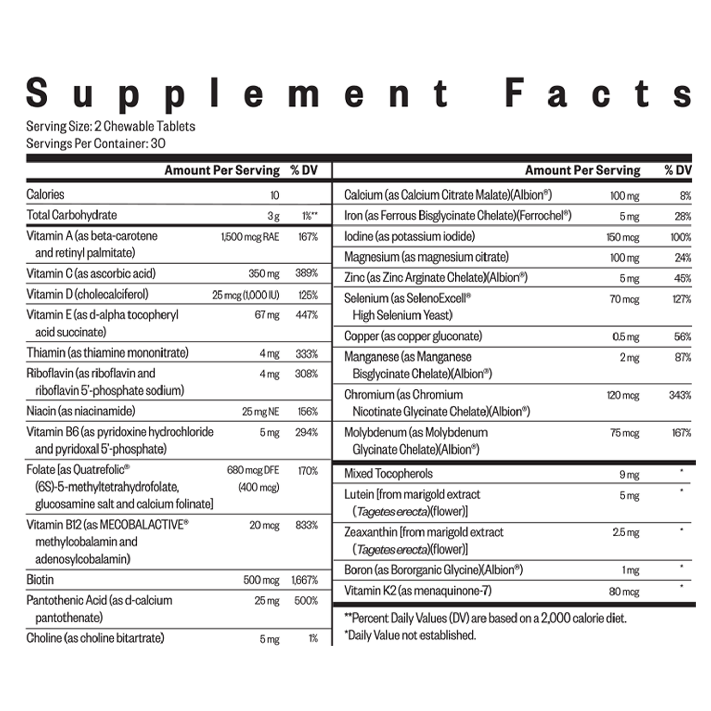 Optimal Multivitamin Chewable 60 ct Curated Wellness