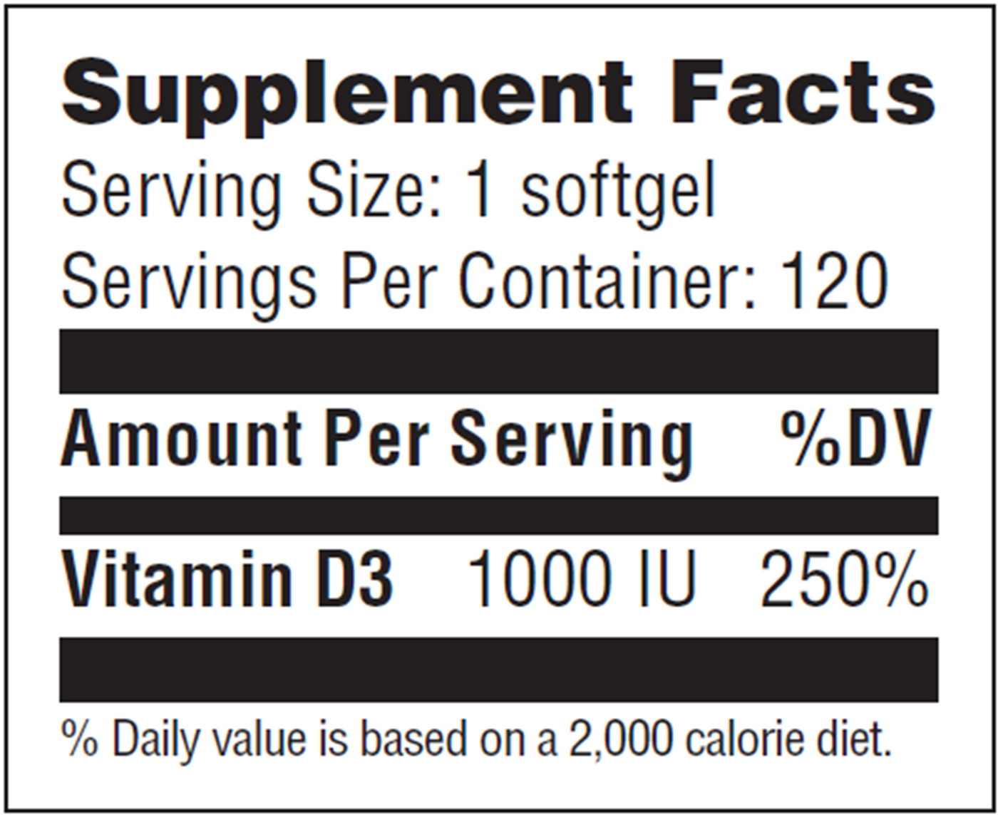 Vitamin D3 1000 IU  Curated Wellness