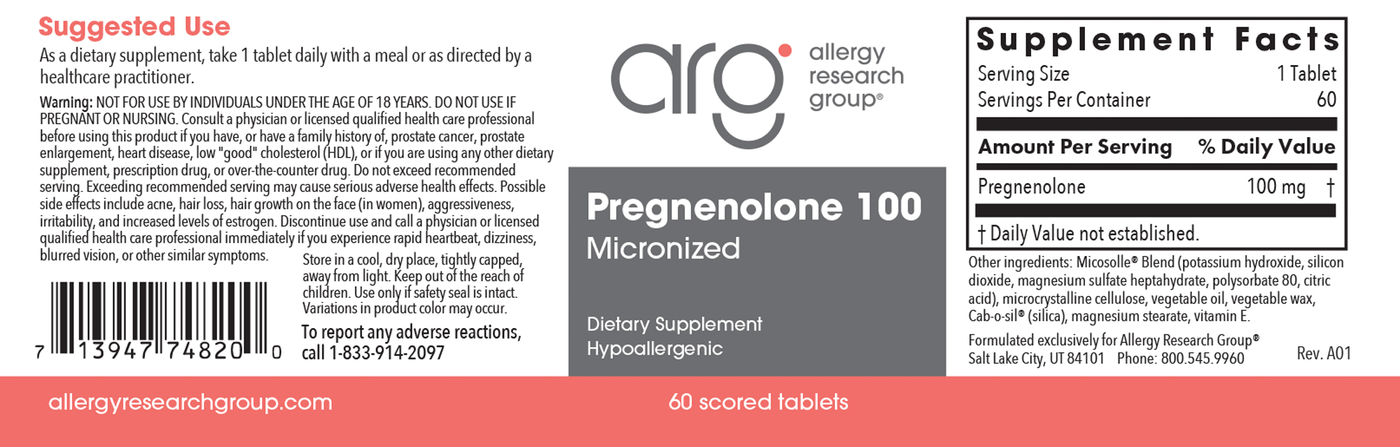 Pregnenolone 100 mg  Curated Wellness