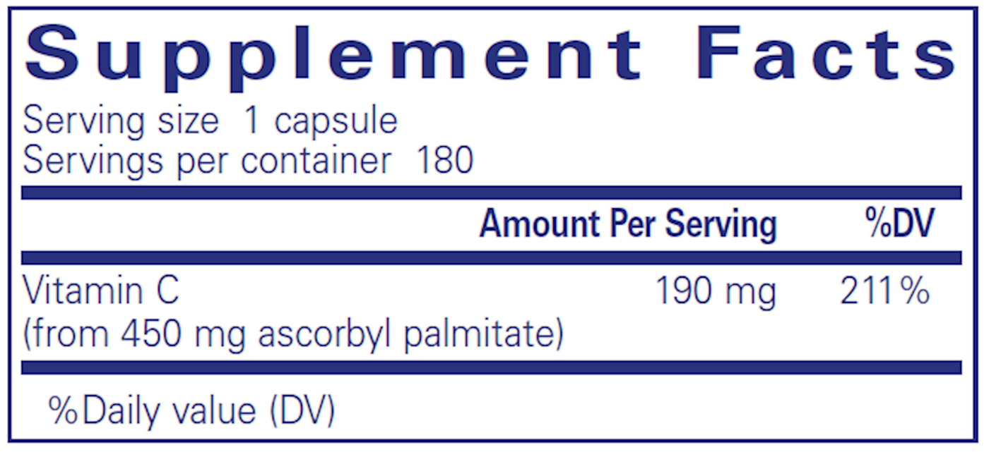 Ascorbyl Palmitate 450 mg 180 vegcap Curated Wellness