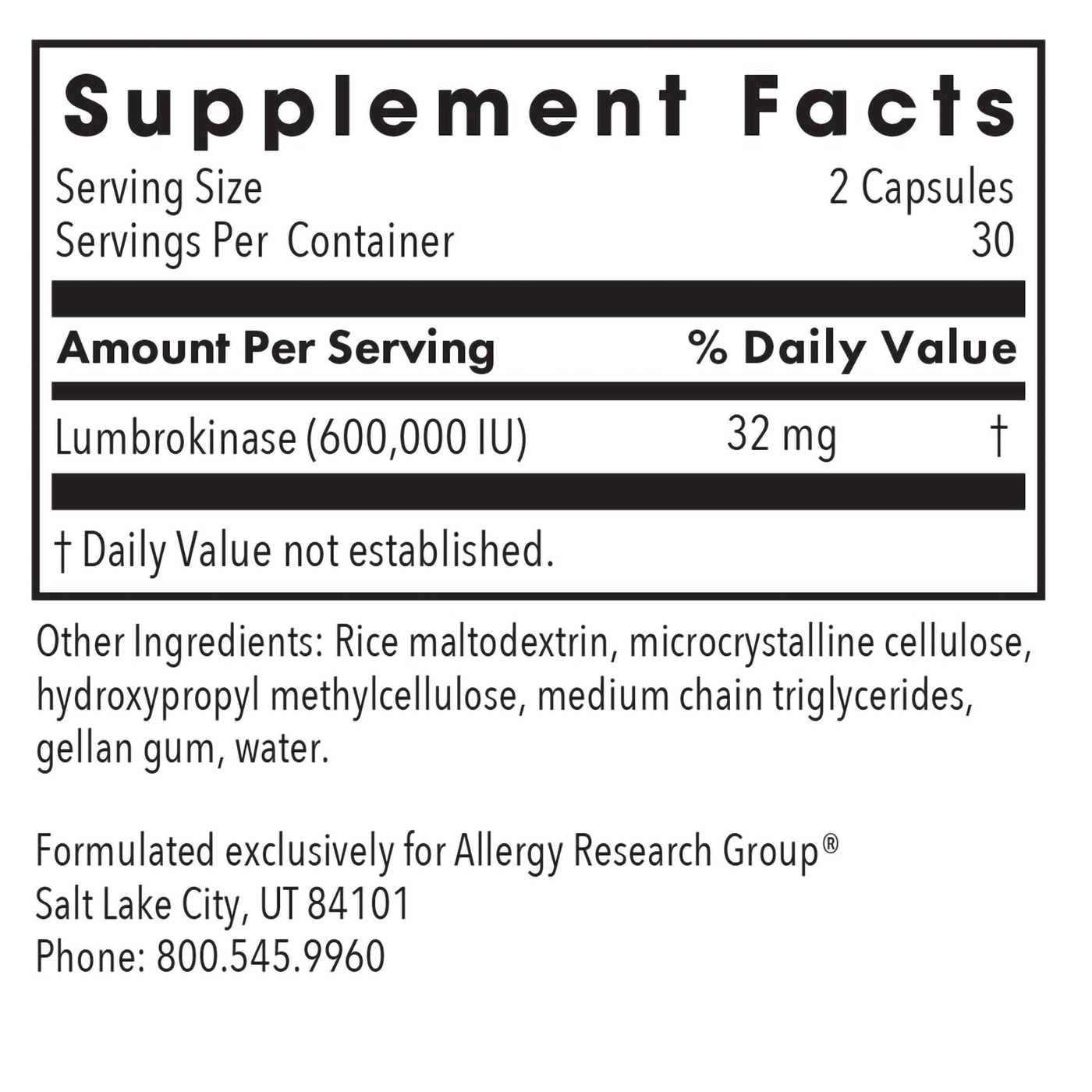 Lumbrokinase 60 caps Curated Wellness