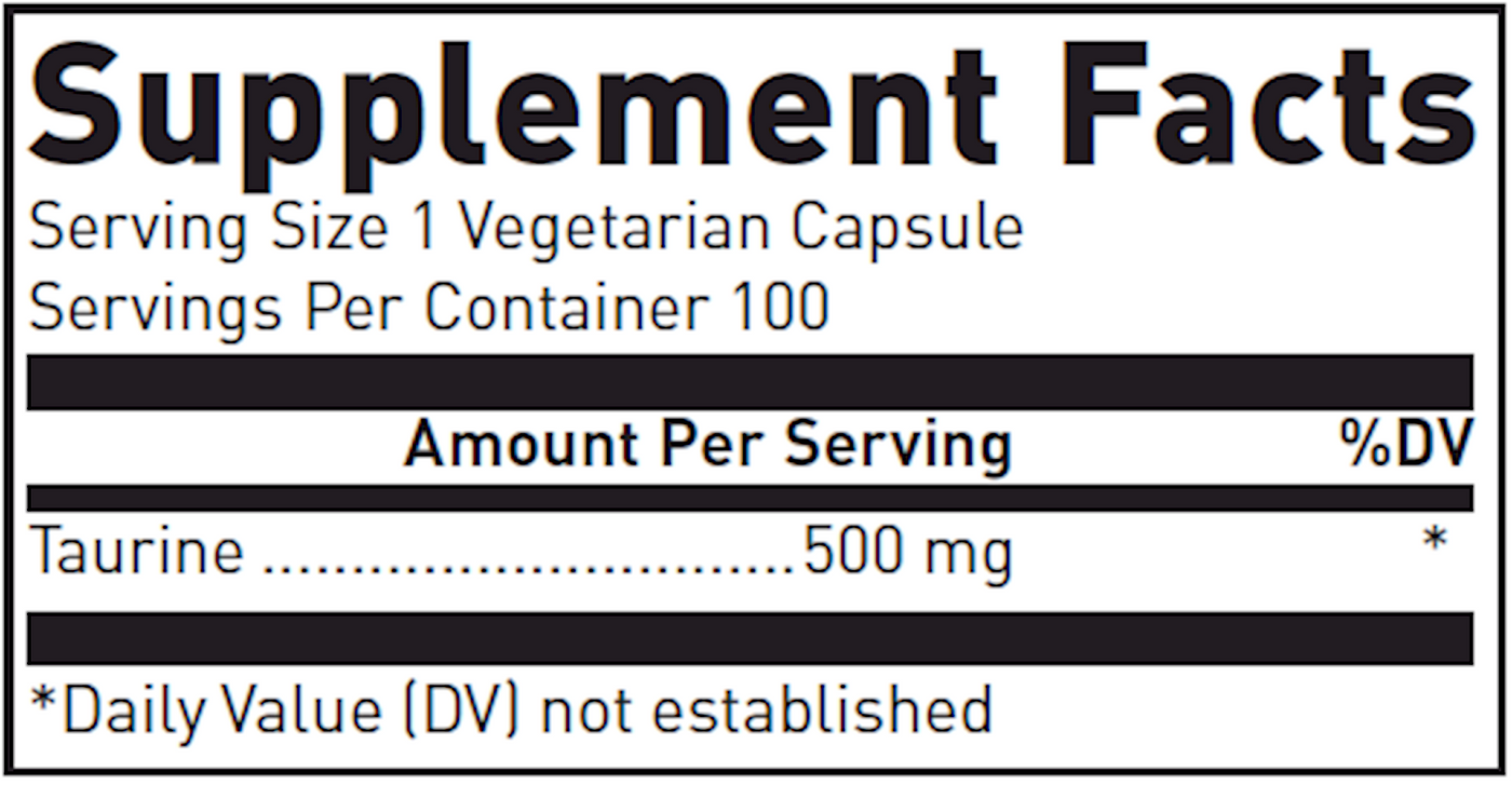 Taurine 500 mg 100 caps Curated Wellness