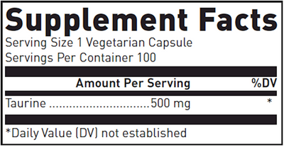 Taurine 500 mg 100 caps Curated Wellness