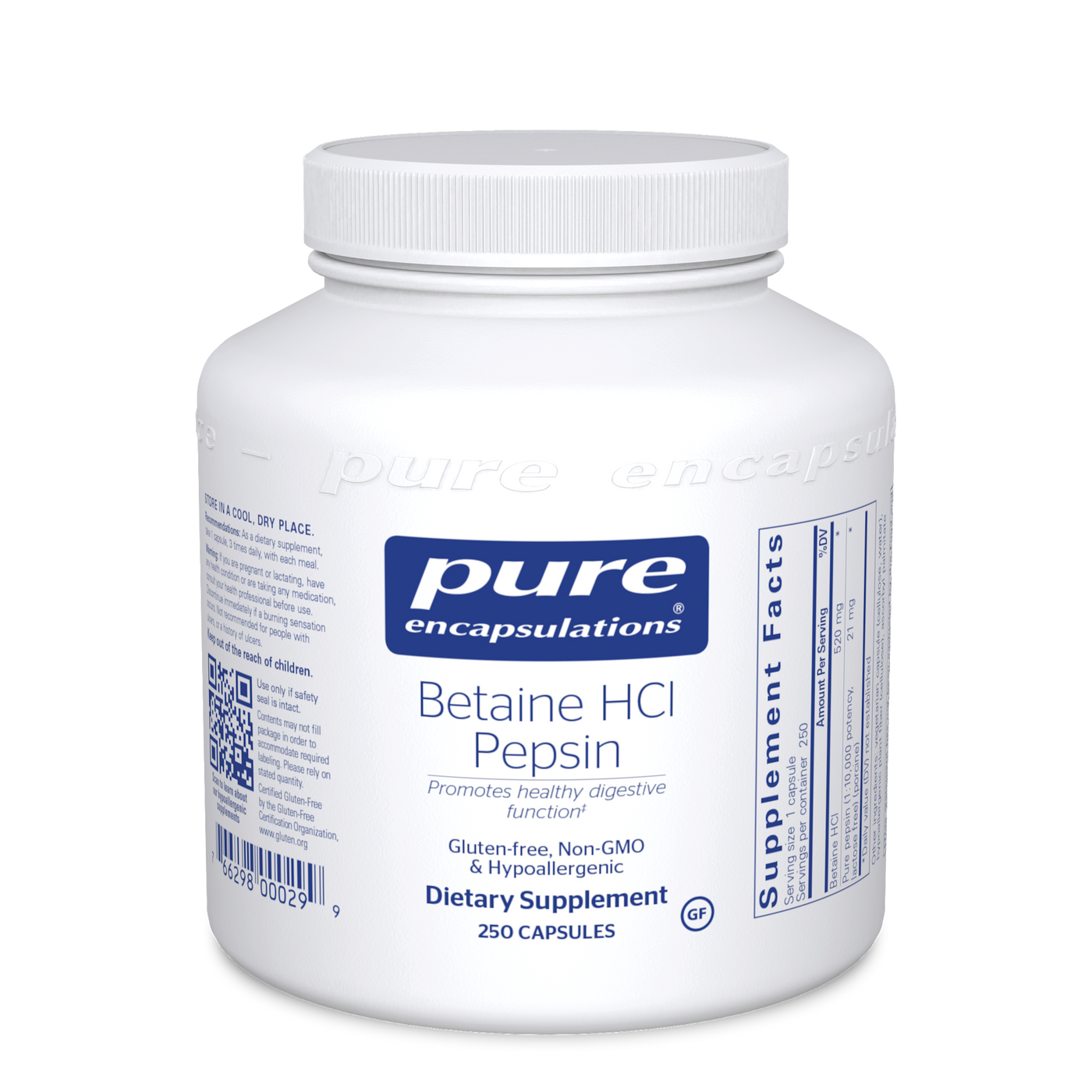 Betaine HCL Pepsin 250 caps Curated Wellness