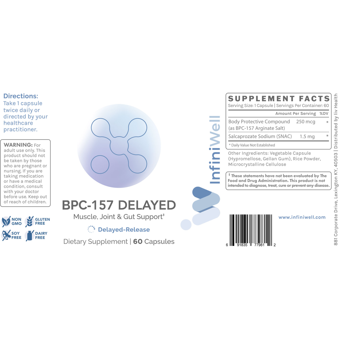 BPC-157 Delayed - 250mcg 60c Curated Wellness