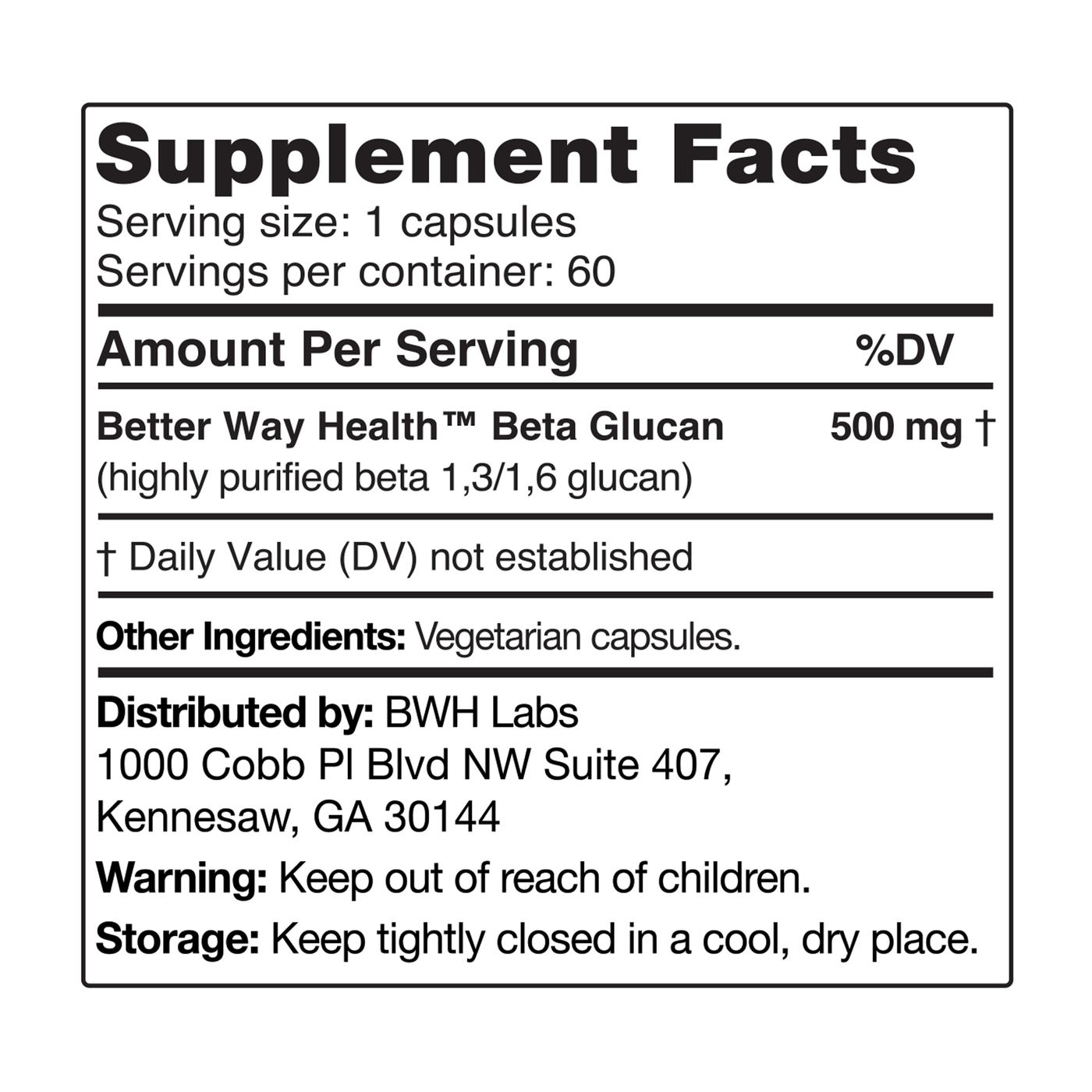 Beta Glucan 500mg 60c Curated Wellness