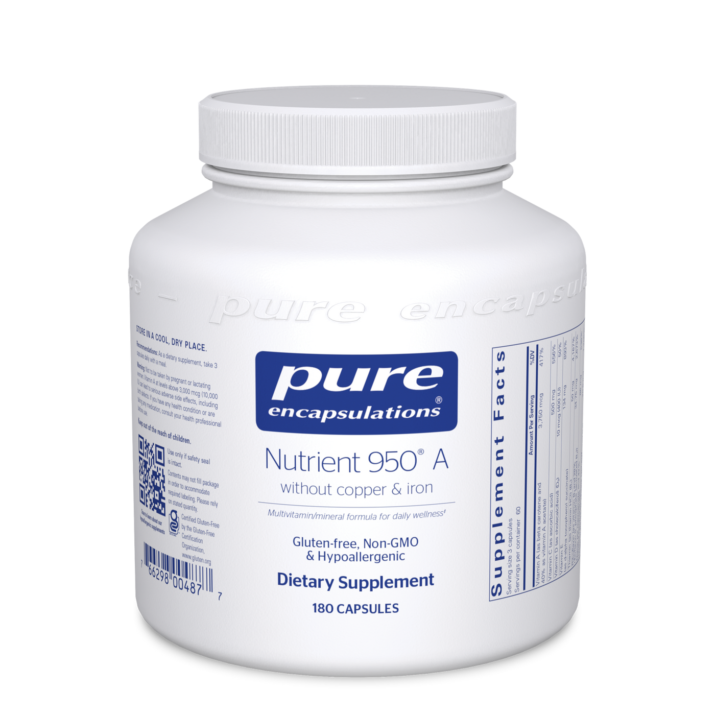 Nutrient 950A No CU & FE 180 vcaps Curated Wellness