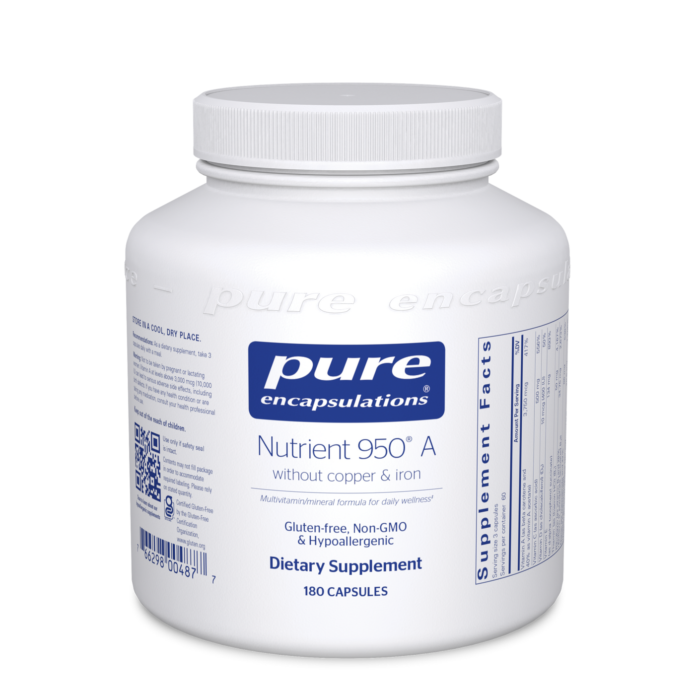 950a Nutrient 950A No CU & FE 180 vcaps | NUT44 | Pure Encapsulations