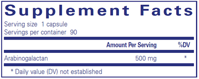 Arabinogalactan 500 mg 90 vcaps Curated Wellness