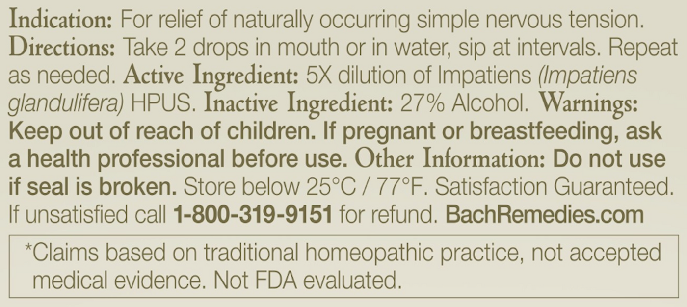 Impatiens Flower Essence 20 ml Curated Wellness