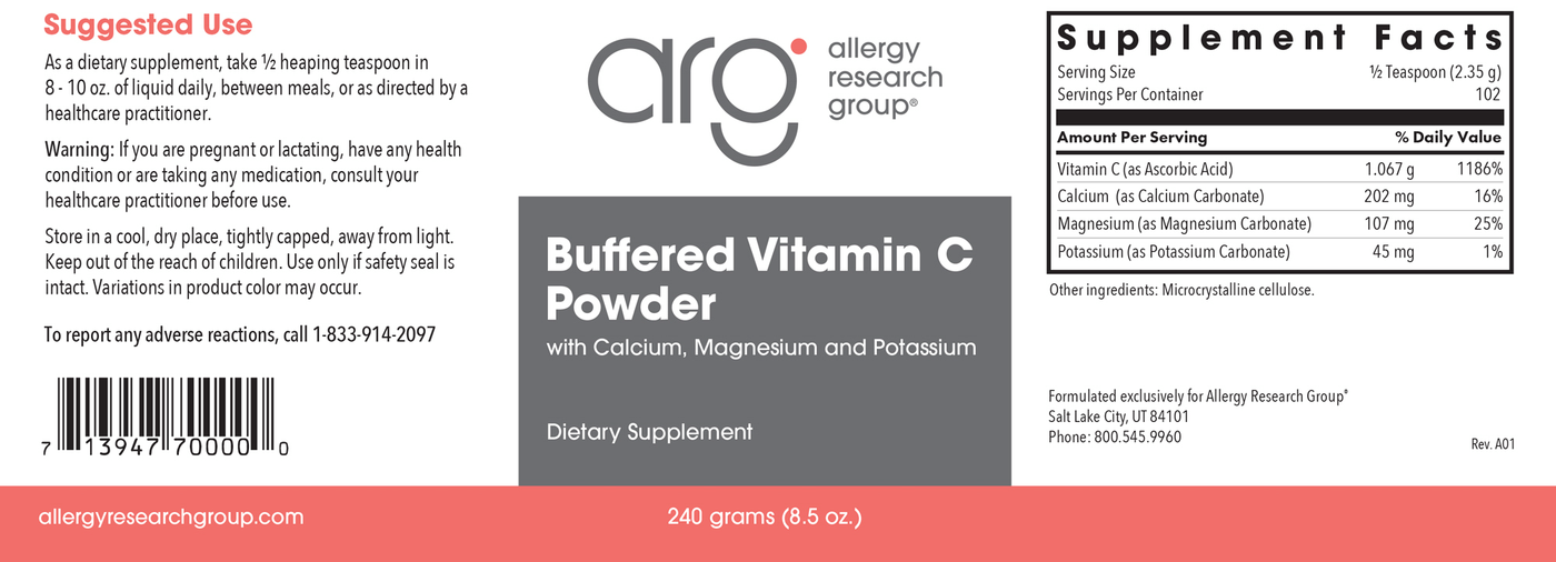 Buffered Vitamin C Powder 240 g Curated Wellness