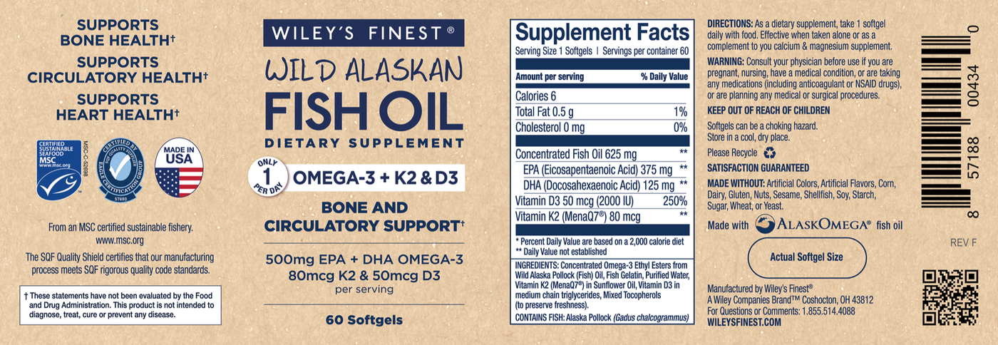 Wild Alaskan Fish Oil Vit K2  Curated Wellness