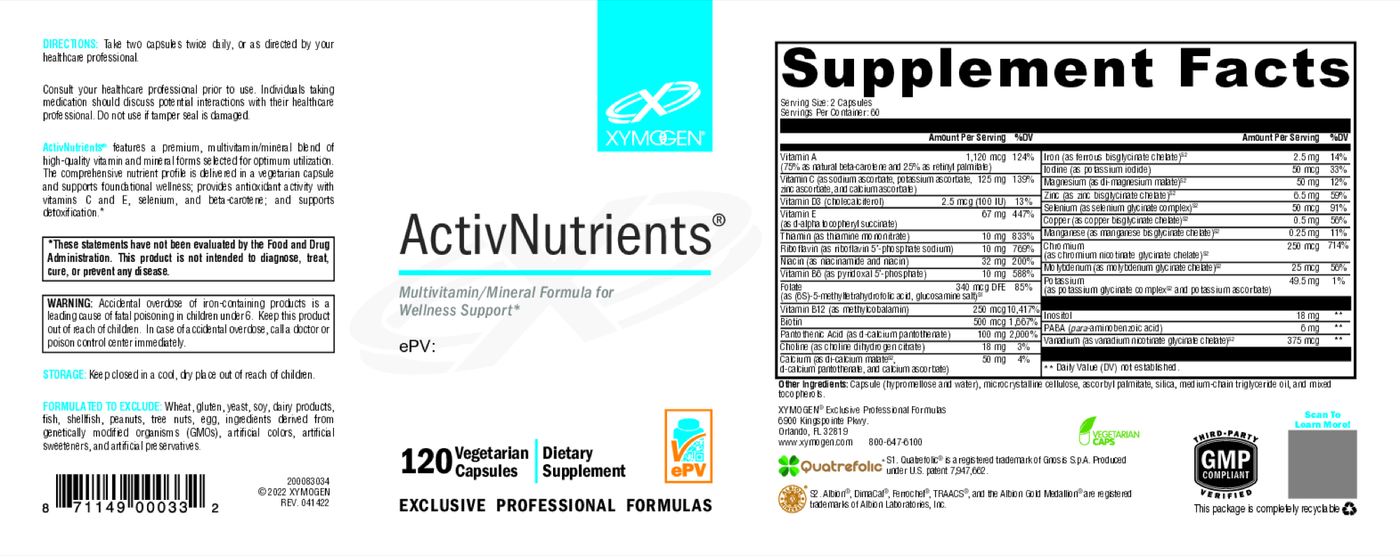 ActivNutrients 120 Capsules Curated Wellness