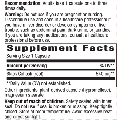 Black Cohosh Root 100c Curated Wellness