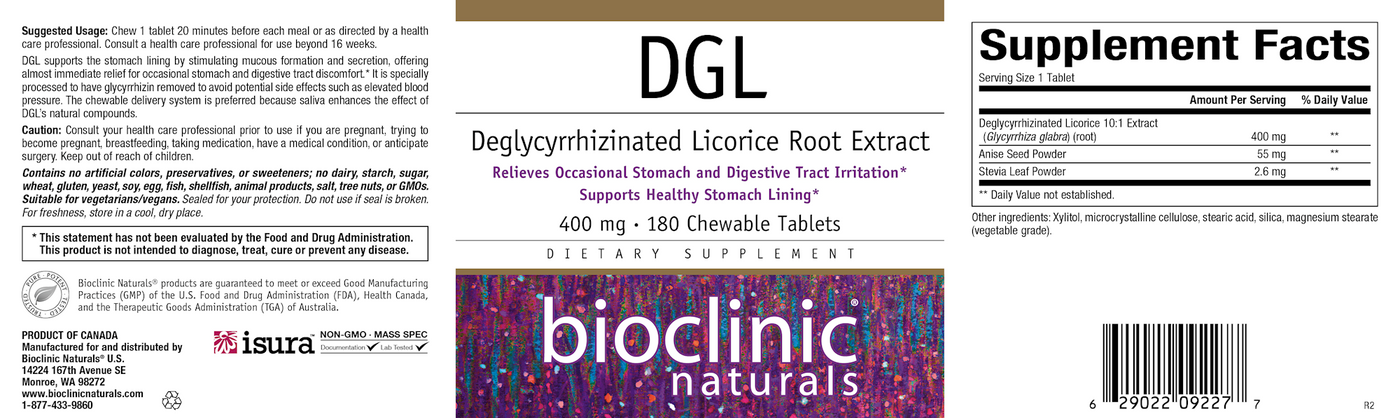 DGL 180 chewable tabs Curated Wellness