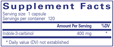 Indole-3-Carbinol 400 mg 120 vcaps Curated Wellness