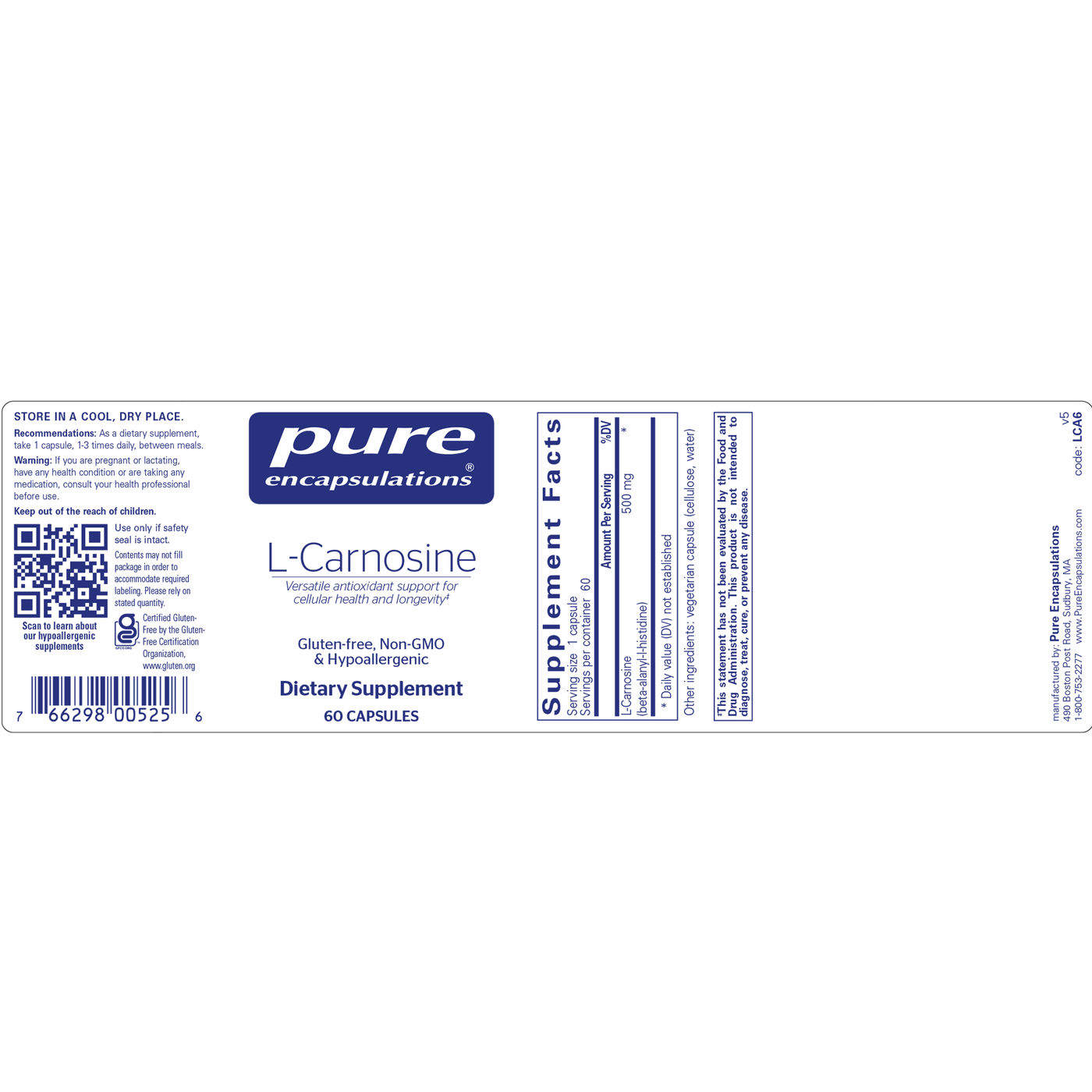 L-Carnosine 500 mg 60 vcaps Curated Wellness