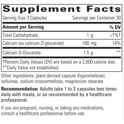 Calcium D-Glucarate 90 caps Curated Wellness