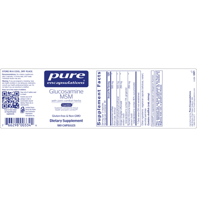 Glucosamine MSM w/Joint Comfort 180vcaps Curated Wellness