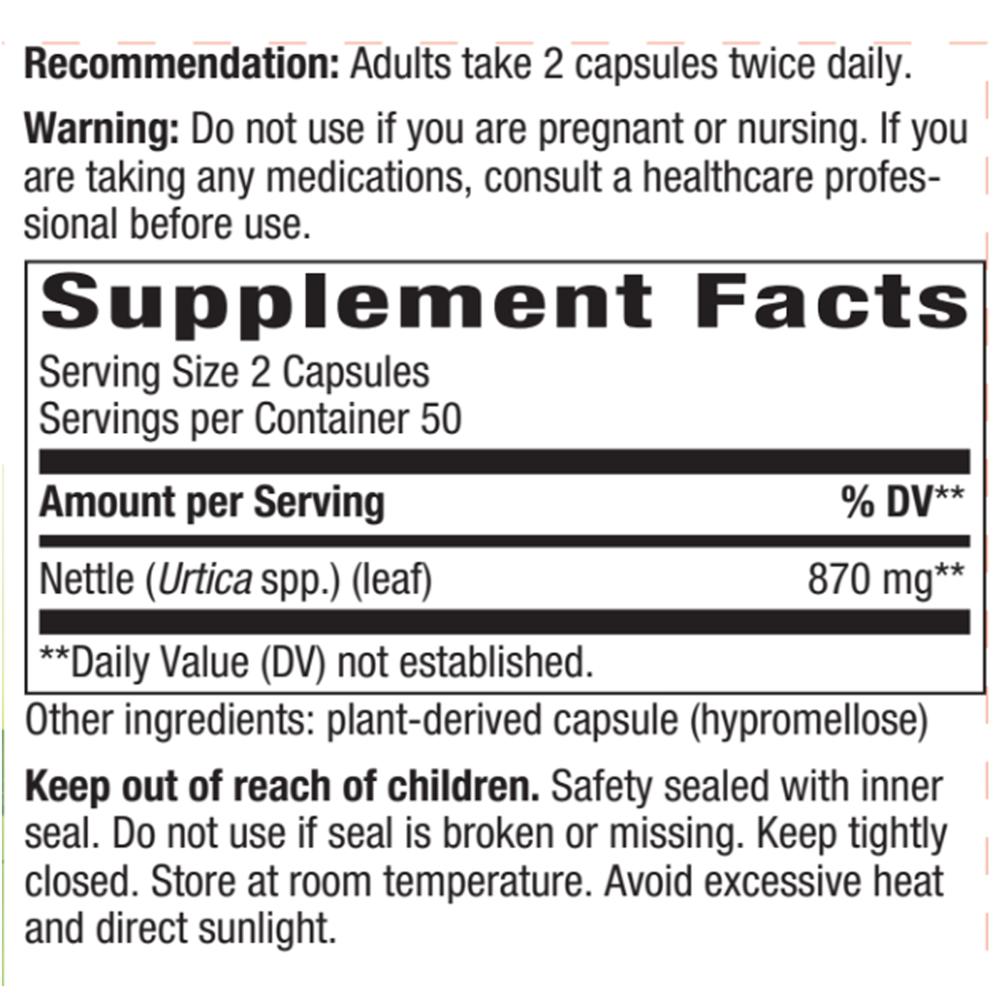 Nettle 100 caps 435 mg Curated Wellness