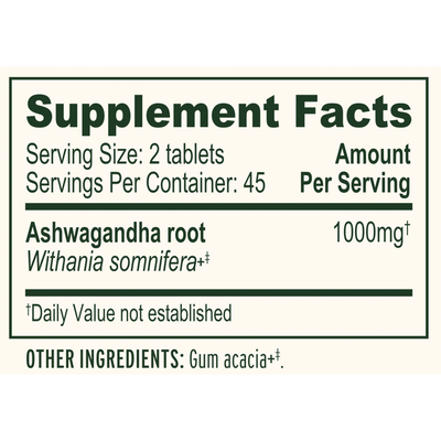 Ashwagandha Tablets 90 tabs Curated Wellness