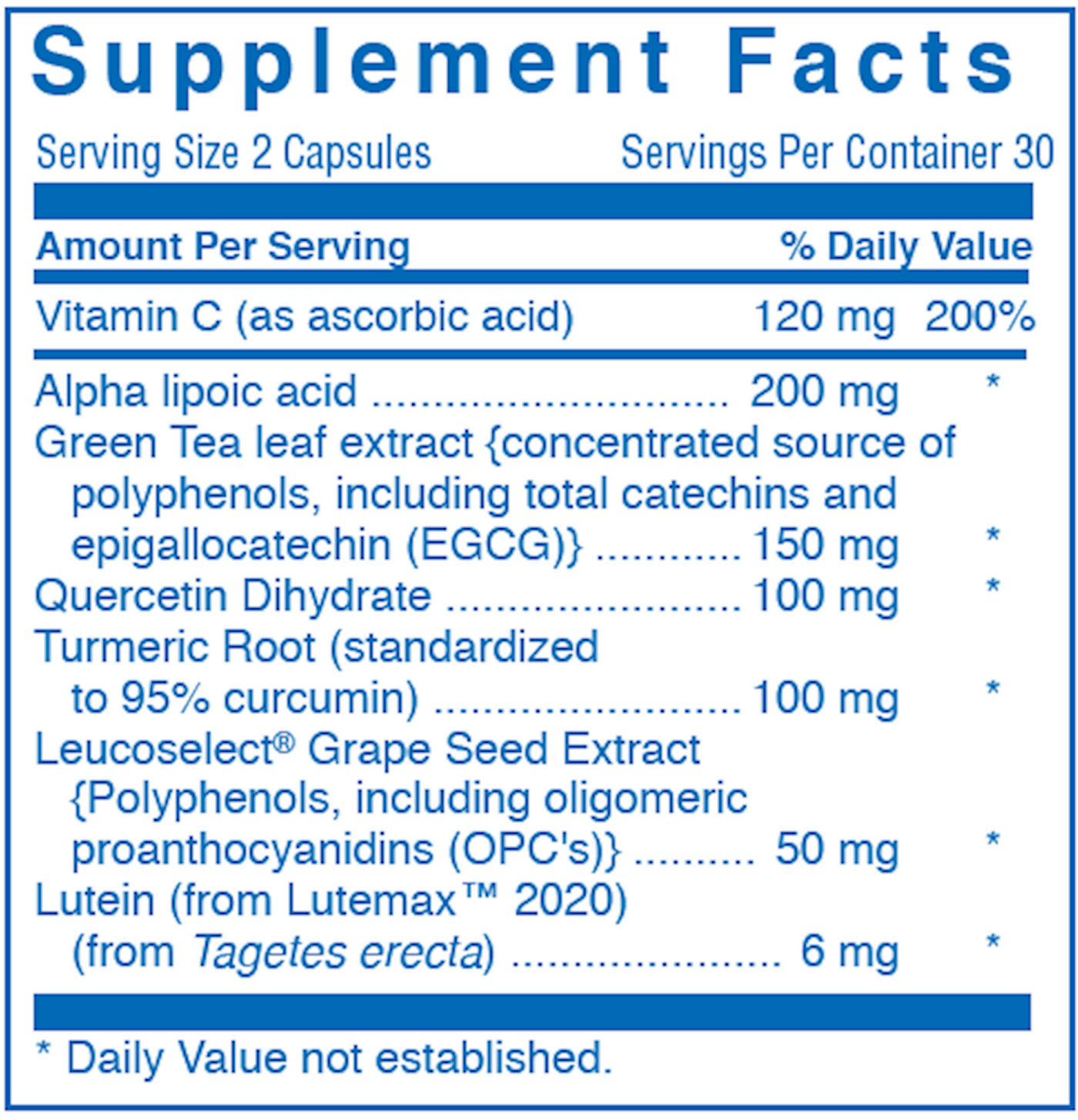 Clinical Antioxidant Complex 60 veg caps Curated Wellness