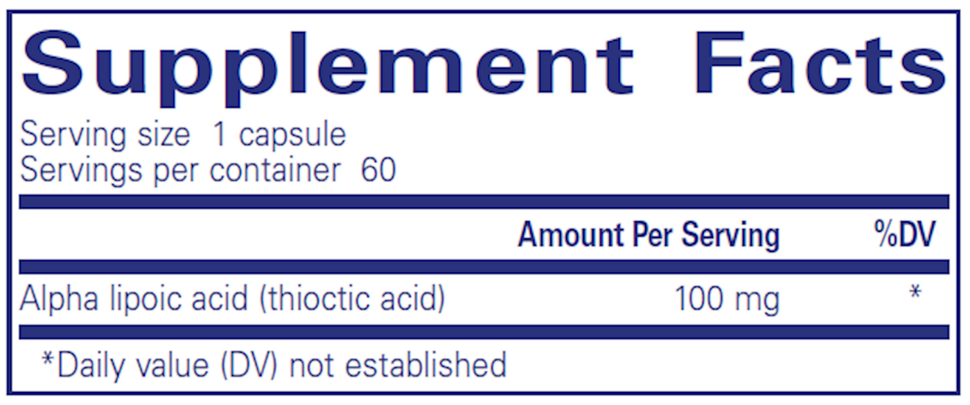 Alpha Lipoic Acid 100 mg 60 vcaps Curated Wellness
