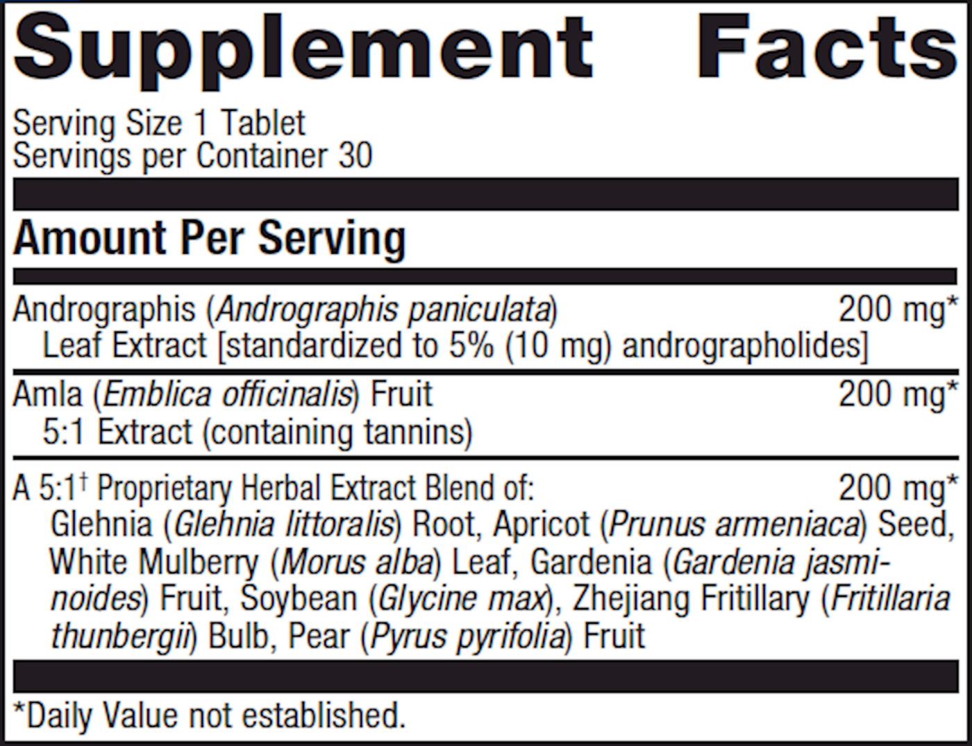 Andrographis Plus 30 tabs Curated Wellness