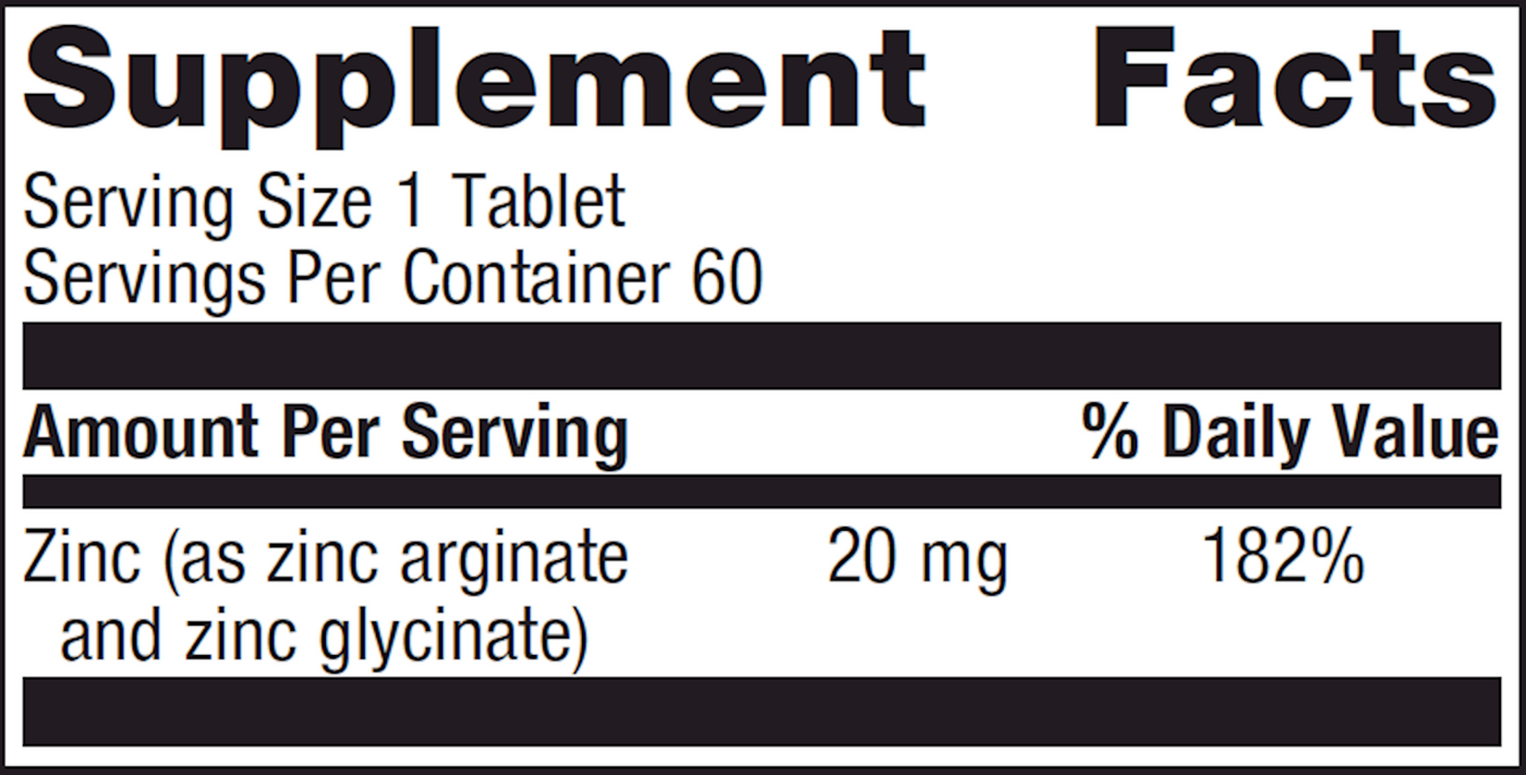 Zinc A.G. 20 mg 60 tabs Curated Wellness